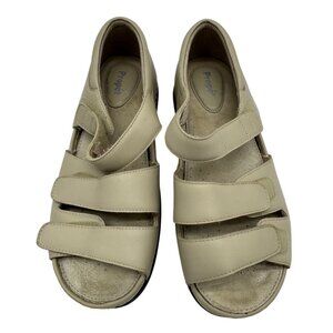Propet Womens Breezy Walker Sandals Size 11 Extra Wide Beige Leather Casual